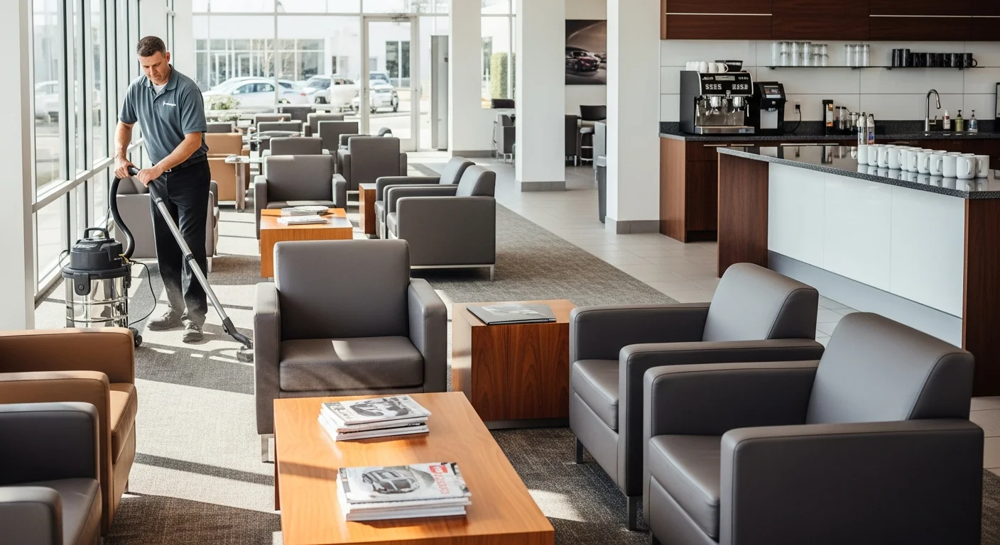 Automotive dealership lounge cleaning on Long Island