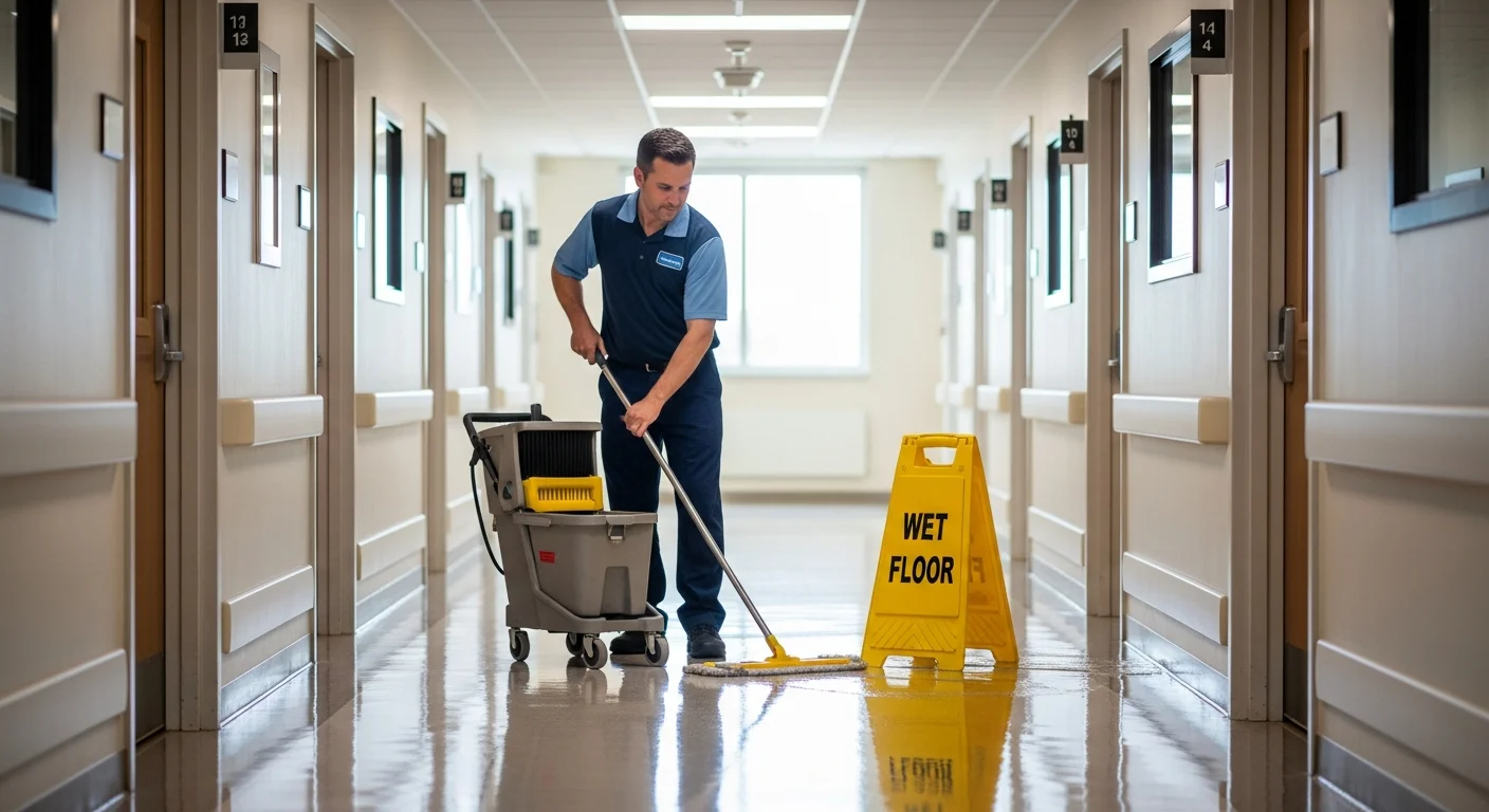 Medical facility corridor floor care
