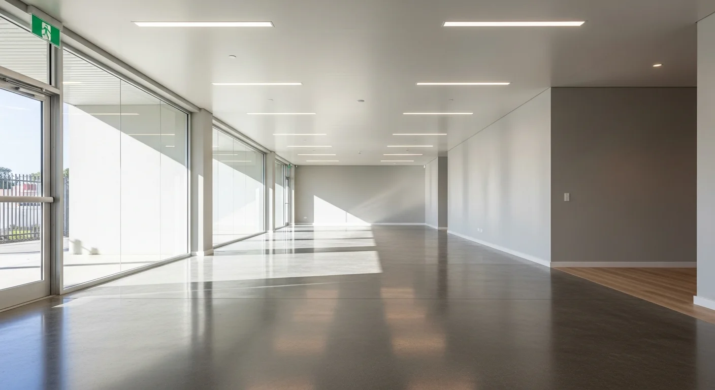 Newly constructed commercial space cleaned and ready for tenant move-in