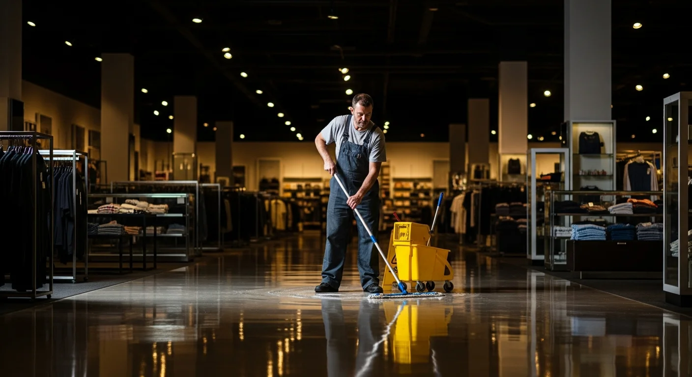 Retail store floor cleaning at a Long Island shopping center