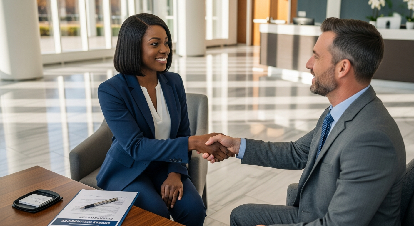 Certified minority- and women-owned business vendor meeting with a facilities procurement lead