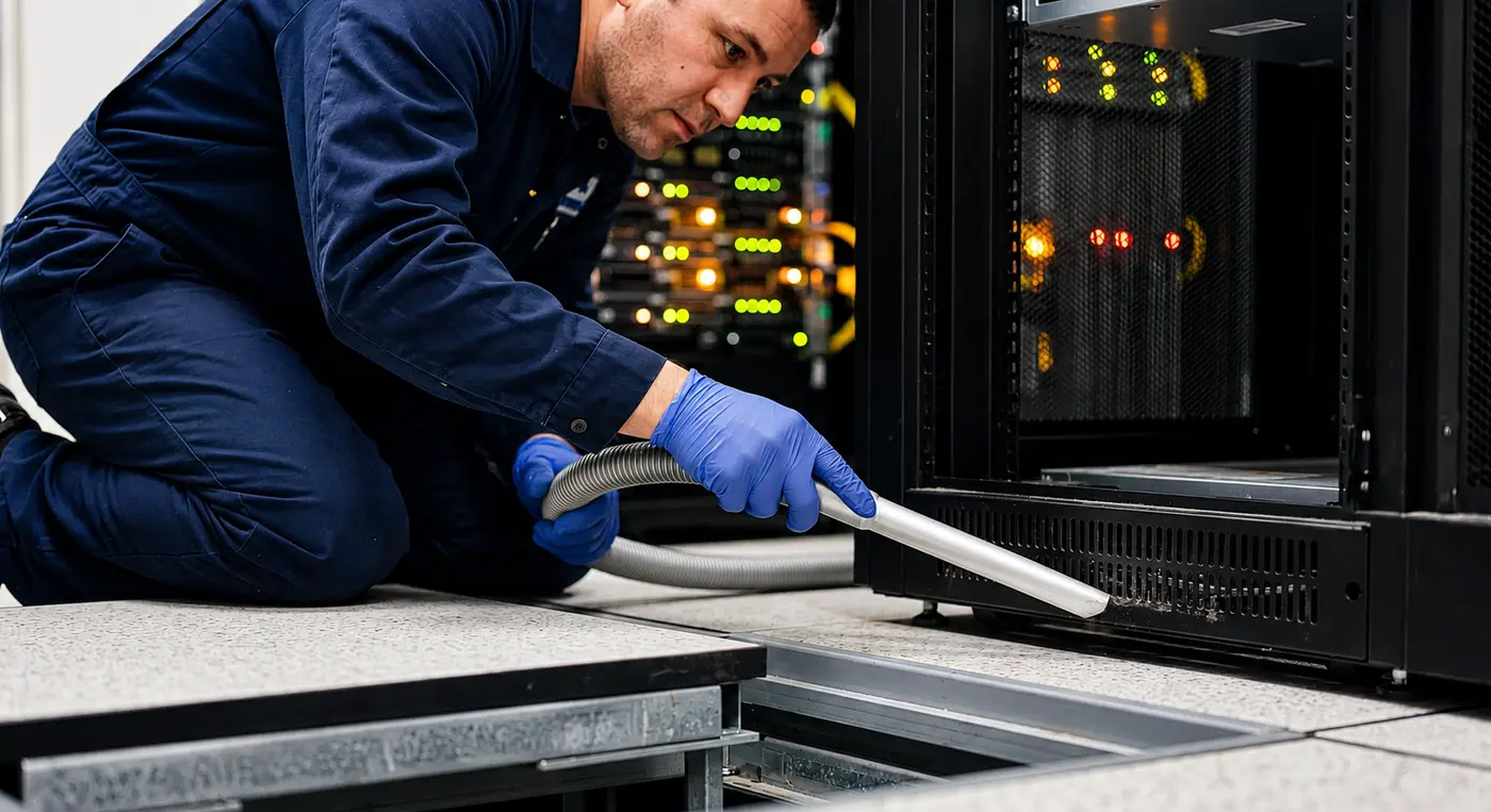Trained data centers cleaning crew on site