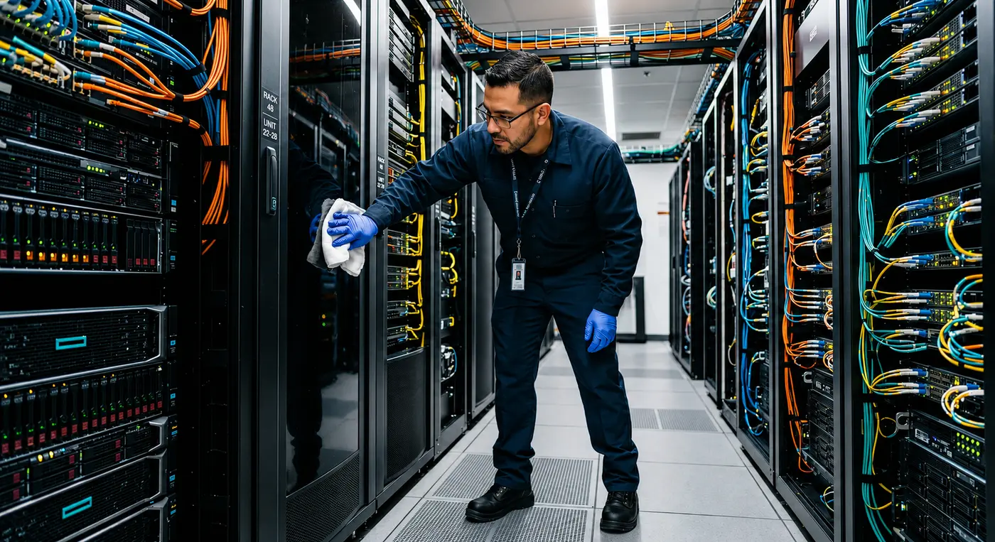 Data Centers cleaning crew on site